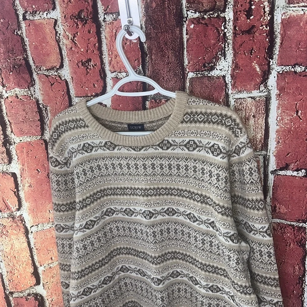 J.crew Supersoft lambswool-blend Fair Isle crewneck sweater men’s size Large New